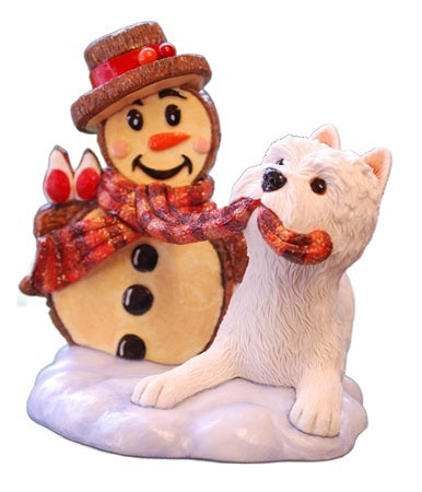 NEW Christmas Westie & Snowman 2025 - A charming addition this Festive Season - Handmade and painted In England