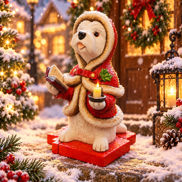 Westie Christmas Carol Singer 2025, Red, Size 4 inch High