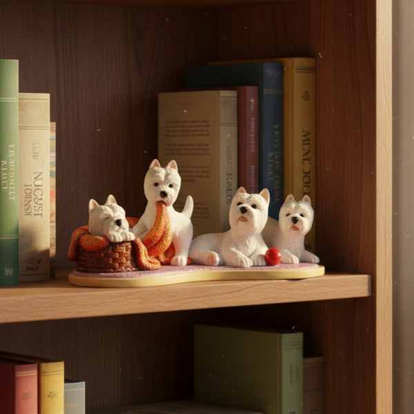 Westie Family Mum & Three Pups Figurine