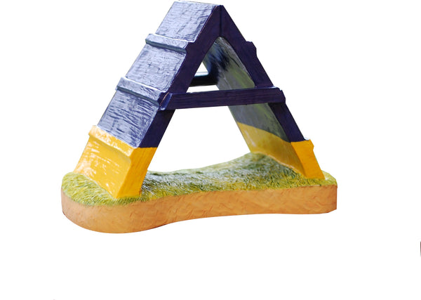 A Frame Dog Agility Trophy Blue and Yellow