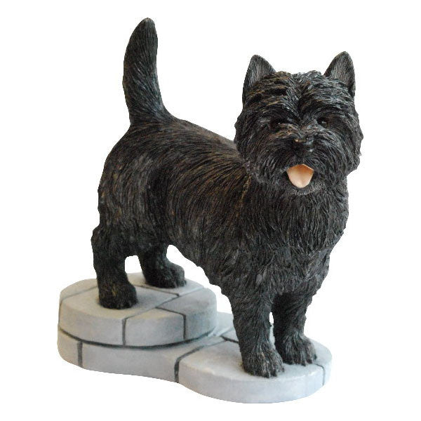 Black Cairn Terrier colour sculpture gift by Peakdalesculptures