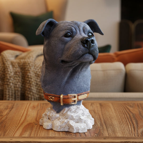 Staffordshire Bull Terrier Head Bust Blue