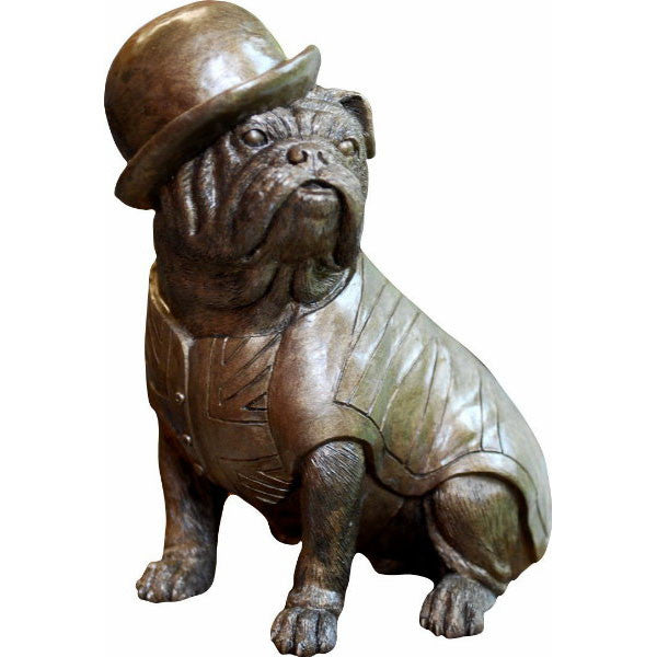 Bronze British Bulldog Bowler Hat & Waistcoat Handpainted