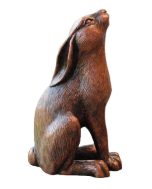 Moon Gazing Hare Sculpture 6" high Copper