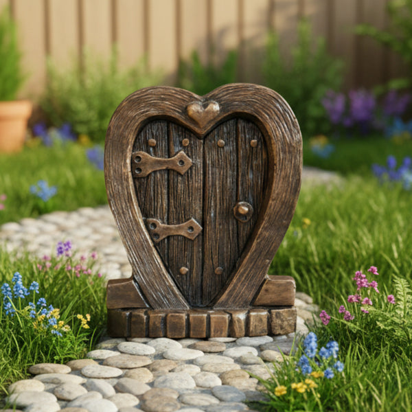 Heart Fairy Door In Bronze