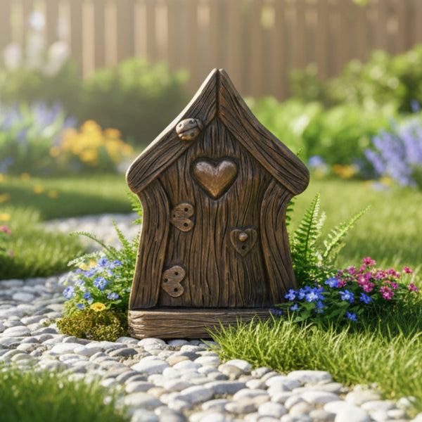 Love Heart Fairy Door In Bronze
