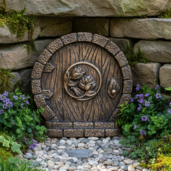 Rose Cottage Fairy Door In Bronze