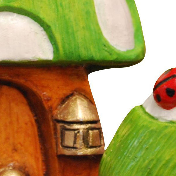 Mushroom Fairy Door Pair Hand Painted Green