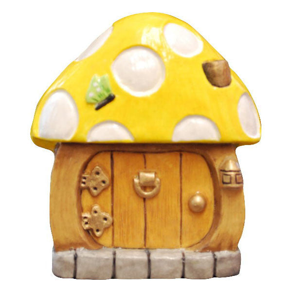 Mushroom Fairy Door Largel Hand Painted Yellow