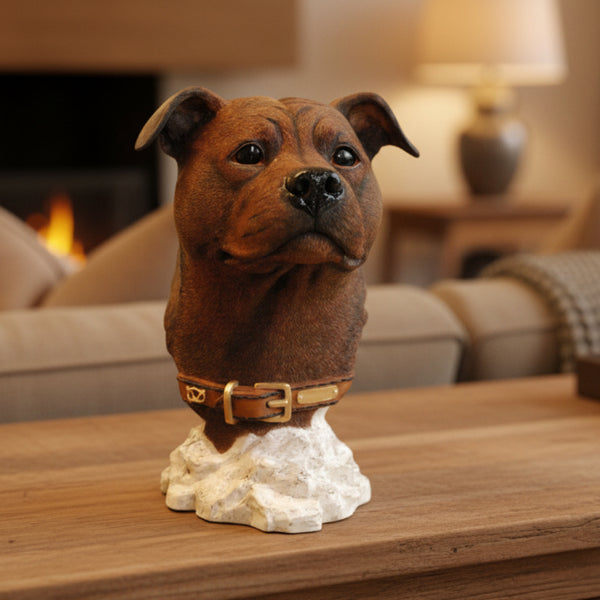Staffordshire Bull Terrier Head Bust Liver