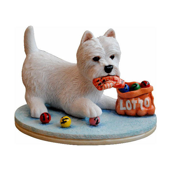 Lucky Lotto Westie Sculpture without base