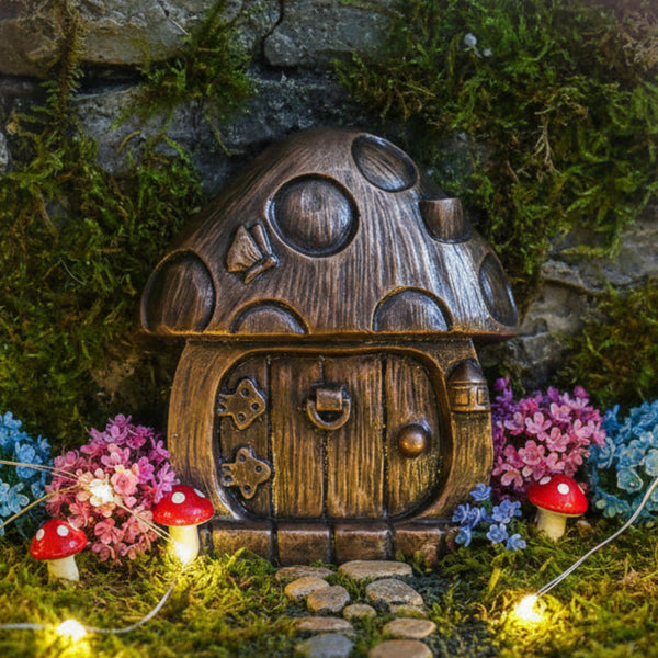 Mushroom Fairy Door In Bronze