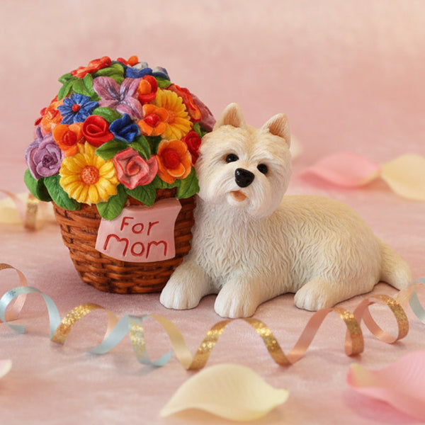 For Mom Westie Pup and Flowers Figurine Gift