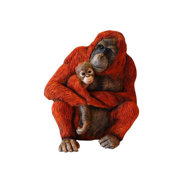 Orangutan Mum and Baby Figurine 5.3/4" high