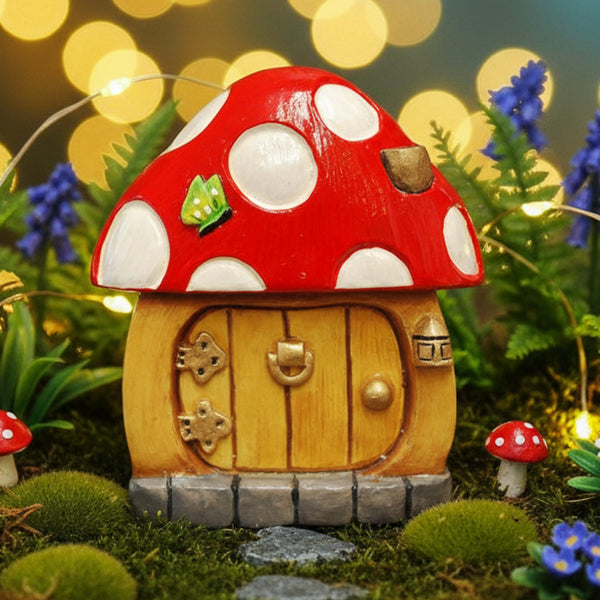Mushroom Fairy Door Hand Painted 
Red