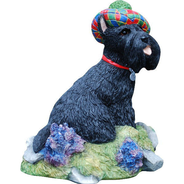 Scottish Terrier Sculpture with tartan bonnet
