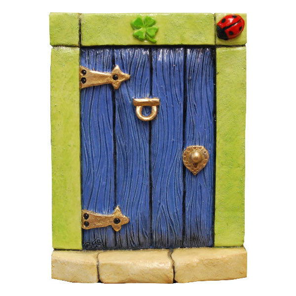 Shamrock Fairy Door Hand Painted Blue Door