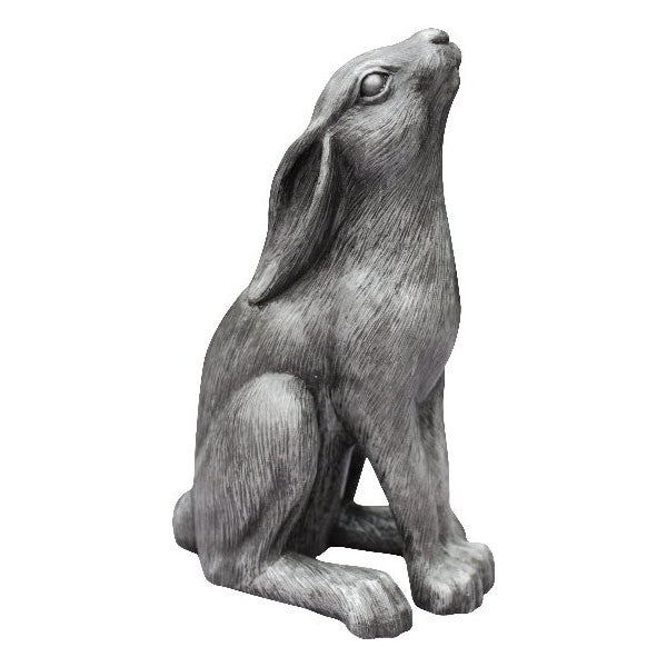 Moon Gazing Hare Sculpture 6" high Silver