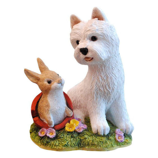 Springtime Westie and Cute Bunny Figurine Gift