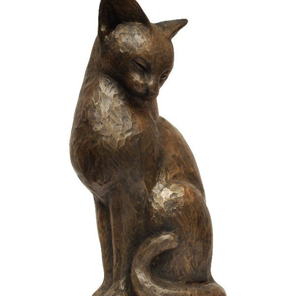 Cat Sitting Bronze 15cm | PeakdaleSculptures