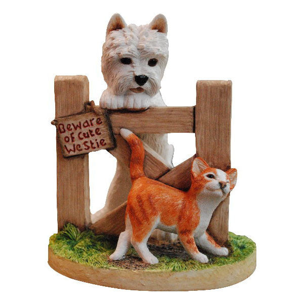 Westie and Ginger Cat 'Beware of Cute Westie'