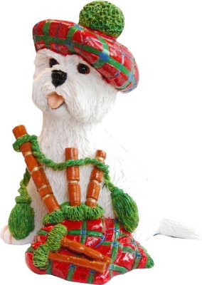 Westie Scottish Bagpipe Player Figurine gift