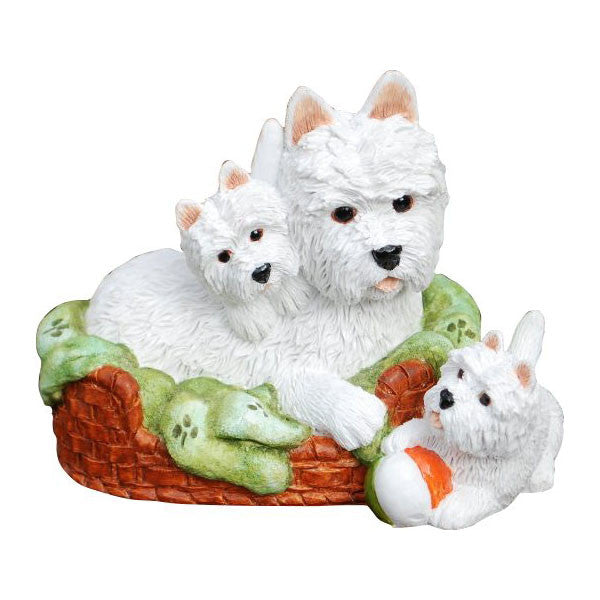 Westie Mum and Pups in basket Ornament