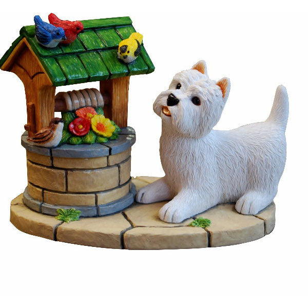 Garden Play Westie and Wishing Well Figurine Gift